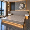Giường ngủ bay hiện đại kèm 2 tab ốp vách Gỗ MDF 0