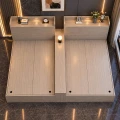 Giường ngủ đôi đầu hộp kèm kệ gỗ MDF 2