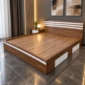 Giường ngủ gỗ MDF có 2 ngăn kéo và sọc đầu + đuôi giường 0