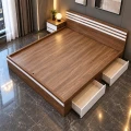 Giường ngủ gỗ MDF có 2 ngăn kéo và sọc đầu + đuôi giường 1