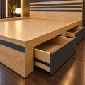 Giường ngủ gỗ MDF có 2 ngăn kéo và sọc đầu + đuôi giường 3