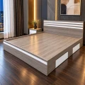 Giường ngủ gỗ MDF có 2 ngăn kéo và sọc đầu + đuôi giường 4