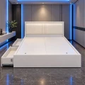 Giường ngủ gỗ MDF 2 ngăn kéo lớn đầu hộp ốp nệm simili 0
