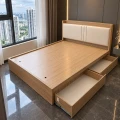 Giường ngủ gỗ MDF 2 ngăn kéo lớn đầu hộp ốp nệm simili 4