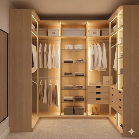 Đóng Tủ Quần Áo Chữ U Cao Cấp theo M Vuông