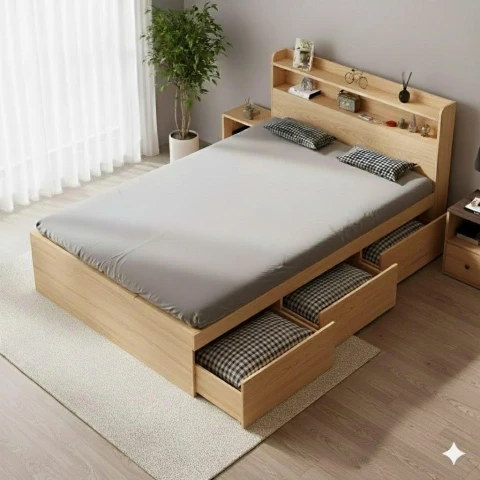 Giường Ngủ Đầu Hộp 3 Ngăn Kéo ( DH3NK )