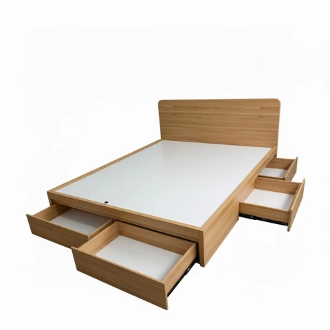 Giường Ngủ Gỗ MDF Phủ Melamin Nhiều Ngăn Kéo ( NNK01)