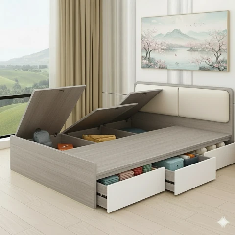 Giường Ngủ Hiện Đại Cánh lật Ngăn Kéo Gỗ MDF ( CL01)