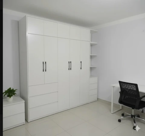 Tủ quần áo gỗ MDF màu trắng ( tqagmt01 )