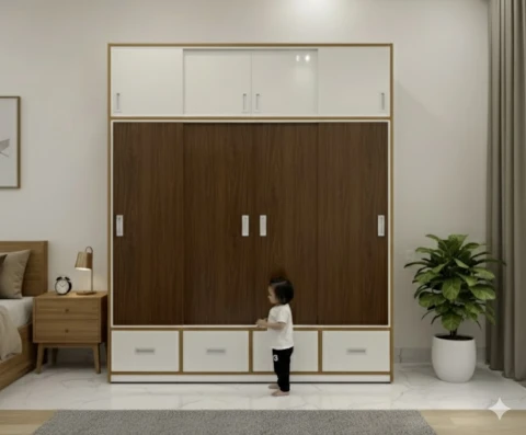 Tủ quần áo nhựa 4 cánh lùa cao 2m4