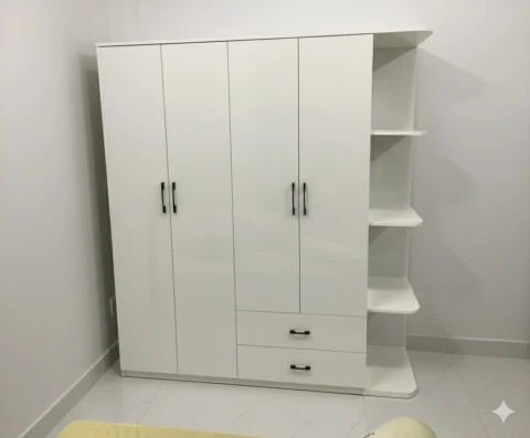 Tủ quần áo gỗ MDF màu trắng ( TQAGT )