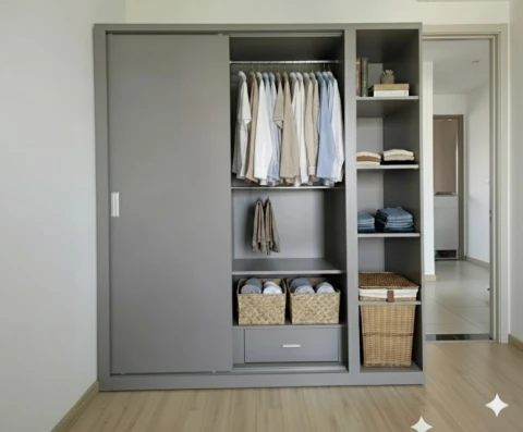 Tủ quần áo cánh lùa + kệ ( k-tqa1)