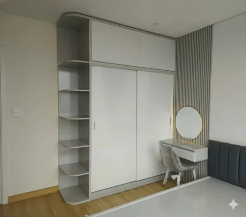 Tủ quần áo gỗ MDF màu gỗ cánh trắng TAG01