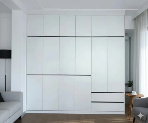 Tủ quần áo gỗ MDF hiện đại tay nắm vát 45 độ