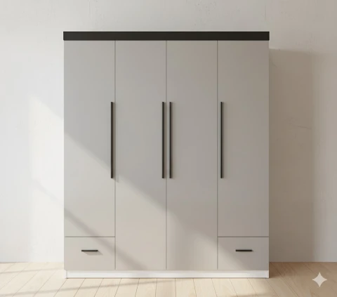 Tủ quần áo 4 cánh màu ghi ( tqa4mgv)