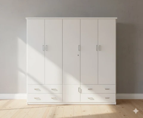 Tủ nhựa Taiwan 5 cánh mở  full màu trắng tqa5cm