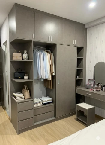 Tủ Quần áo gỗ mdf màu ghi (tqag11vv)