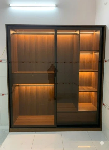 Tủ quần áo gỗ MDF cánh kính màu trà đỏ ( TACK102 )