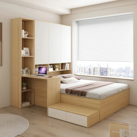 Tủ quần áo liền giường gỗ MDF MS01