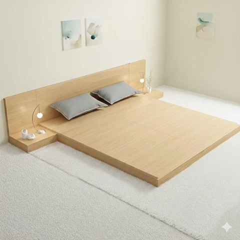 Giường ngủ bệt kiểu Nhật đầu phảng cao 15cm