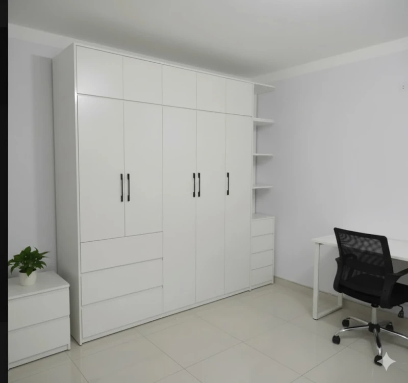 Tủ quần áo gỗ MDF màu trắng ( tqagmt01 )