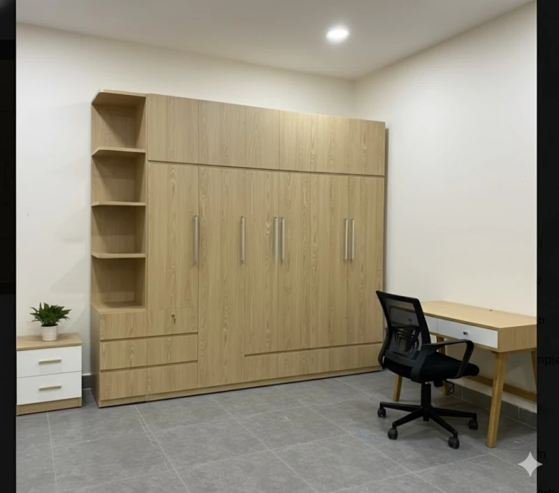 Tủ quần áo gỗ mdf màu sồi cánh mở (mjs01)