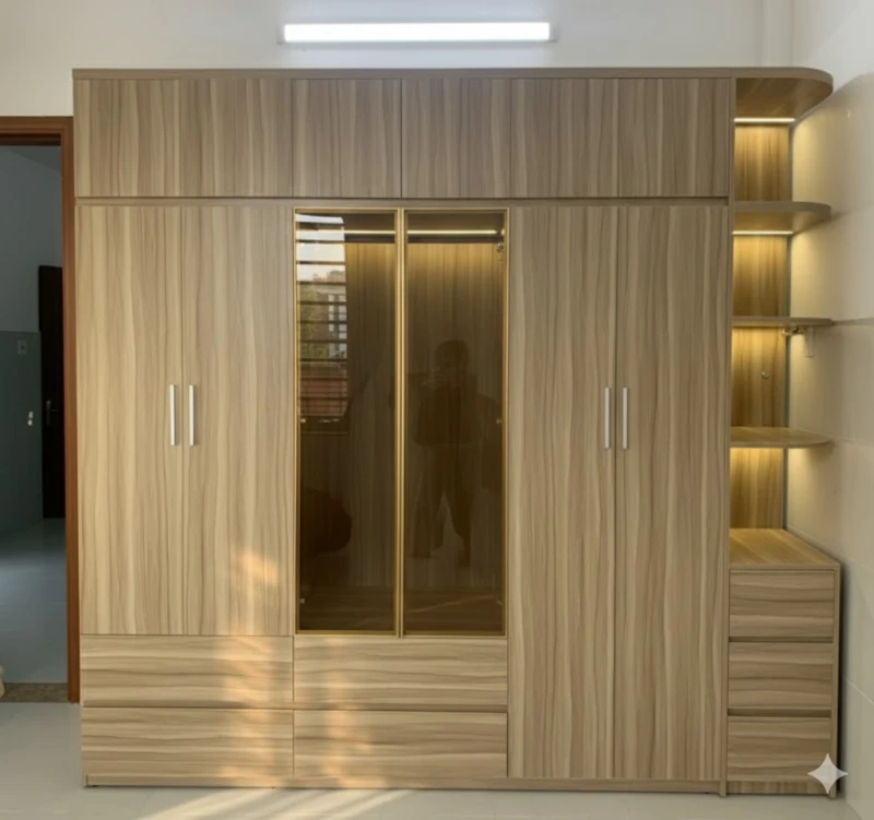 Tủ quần áo gỗ MDF cánh kính ( TACK932 )