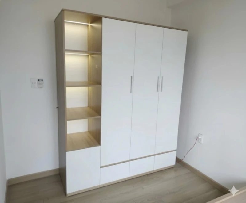 Tủ quần áo gỗ MDF có kệ led trang trí