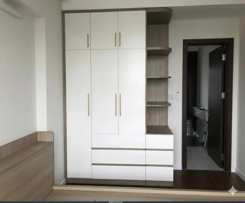 Tủ quần áo kịch trần gỗ cao cấp MDF phủ Melamine TYC04