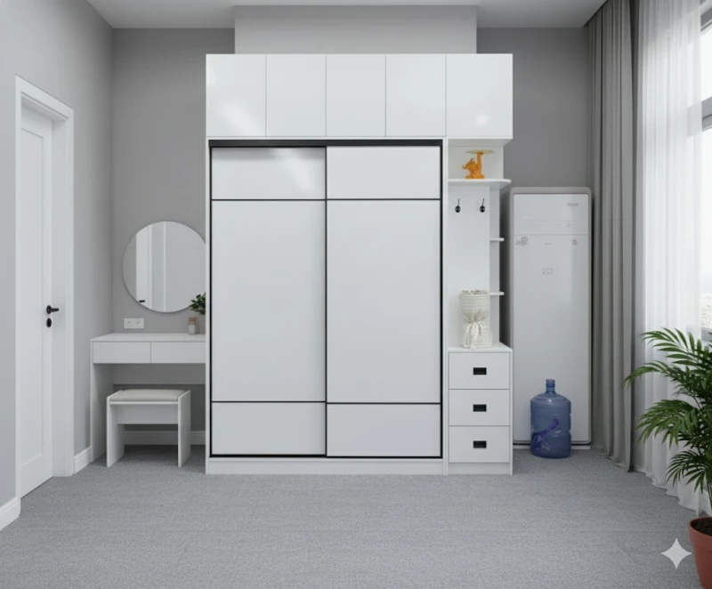 Tủ quần áo cửa lùa màu trắng TAL11