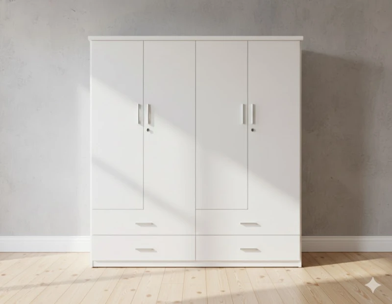 Tủ nhựa 4 cánh full trắng