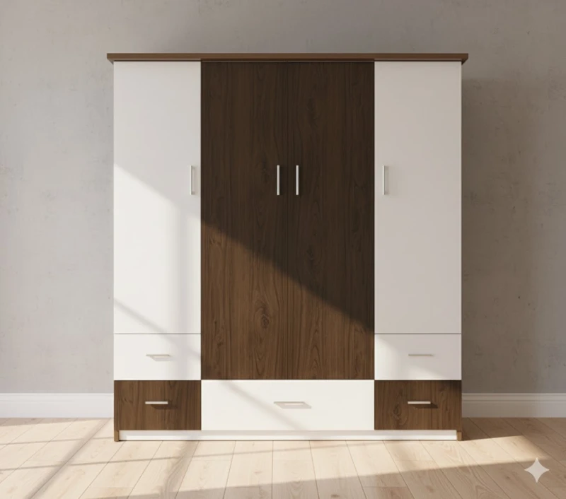 Tủ quần áo nhựa Đài Loan 4 cánh màu trắng phối A51