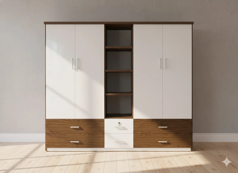 Tủ quần áo nhựa Đài Loan 4 cánh 1 kệ màu trắng phối A51