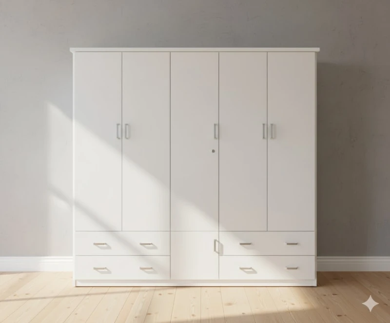 Tủ nhựa Taiwan 5 cánh mở  full màu trắng tqa5cm