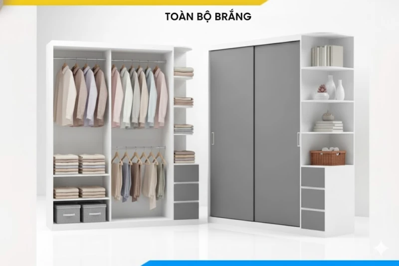 Tủ quần áo 3 cánh 1 kệ gỗ mdf (Ckd81)