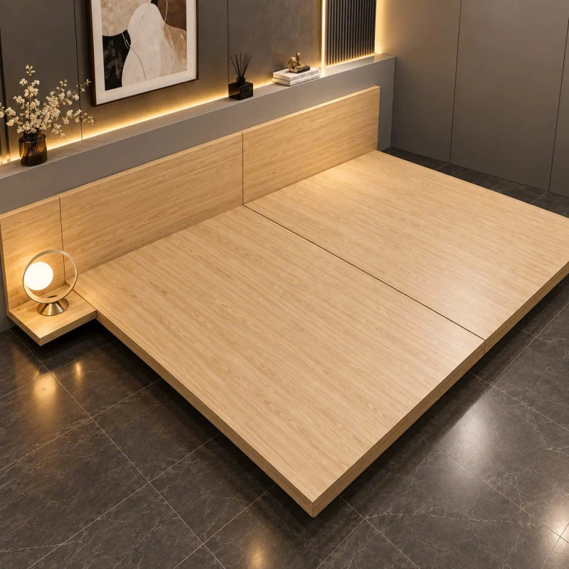 Giường ngủ bay đôi hiện đại kèm 1 tab treo MDF