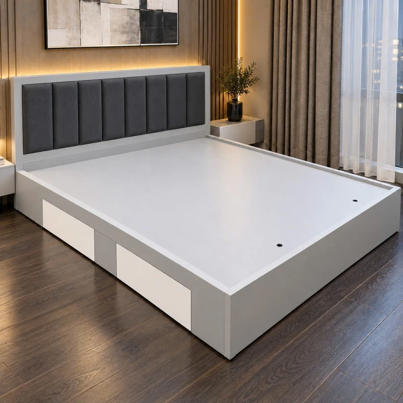 Giường ngủ gỗ MDF có 2 ngăn kéo kèm nệm simili âm đầu giường