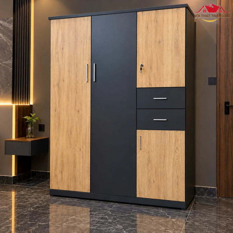Tủ quần áo gỗ mdf 3 cánh 1m5