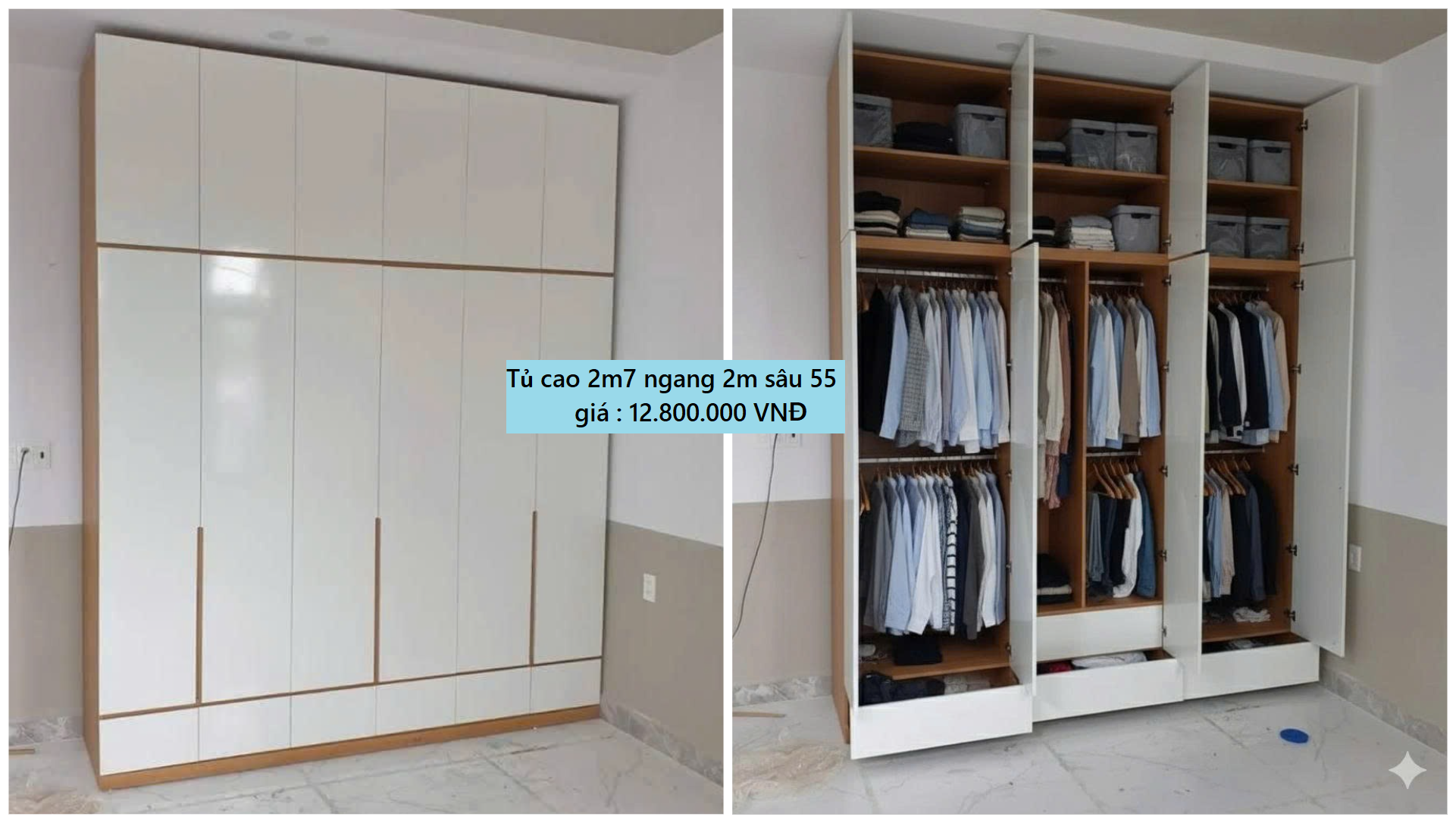TOP 100 + Mẫu Đóng Tủ Quần Áo Gỗ MDF Theo Yêu Cầu